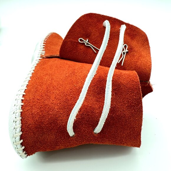 TAOS Handmade Suede Booties Red Rust Suede With Silver Conchos Size 13 Western - Picture 6 of 11